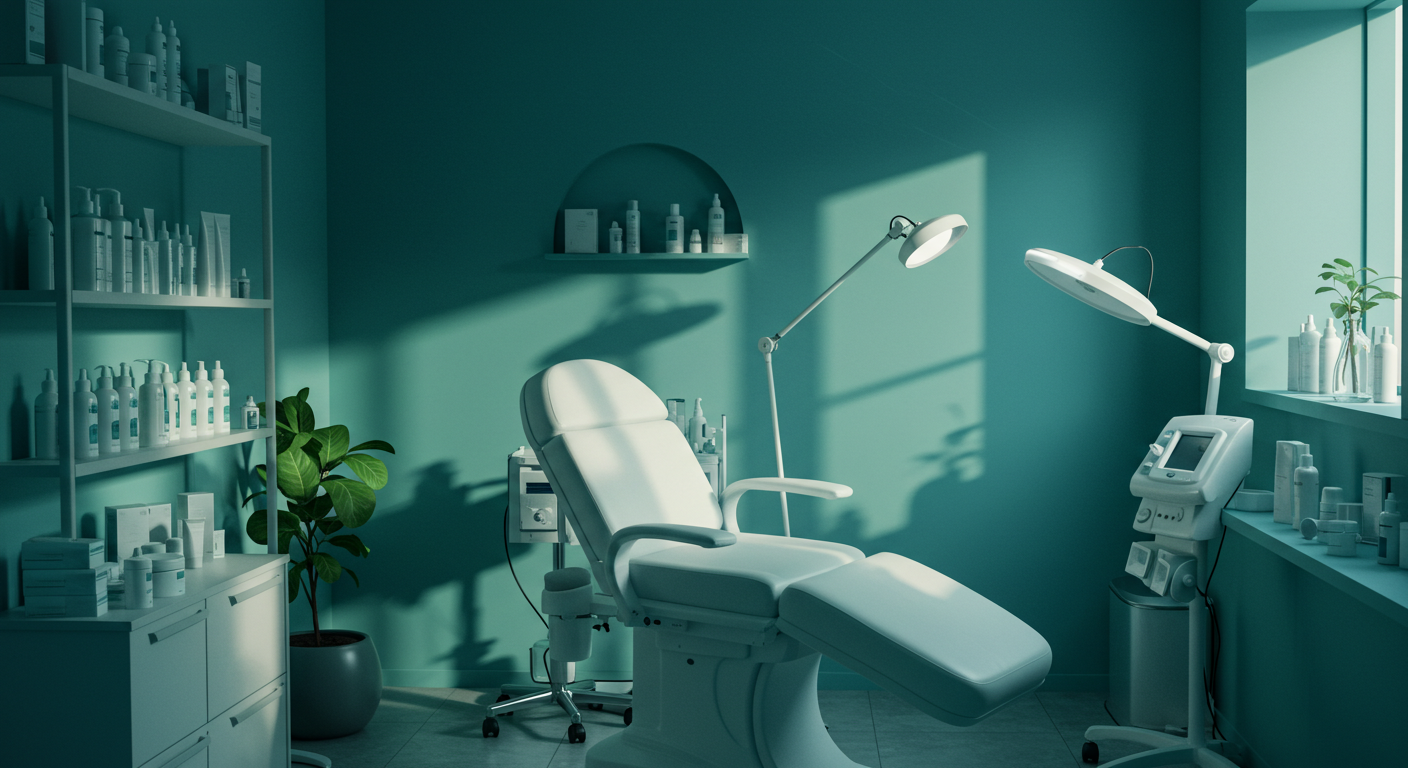 modern sleek beauty clinic interior, no people