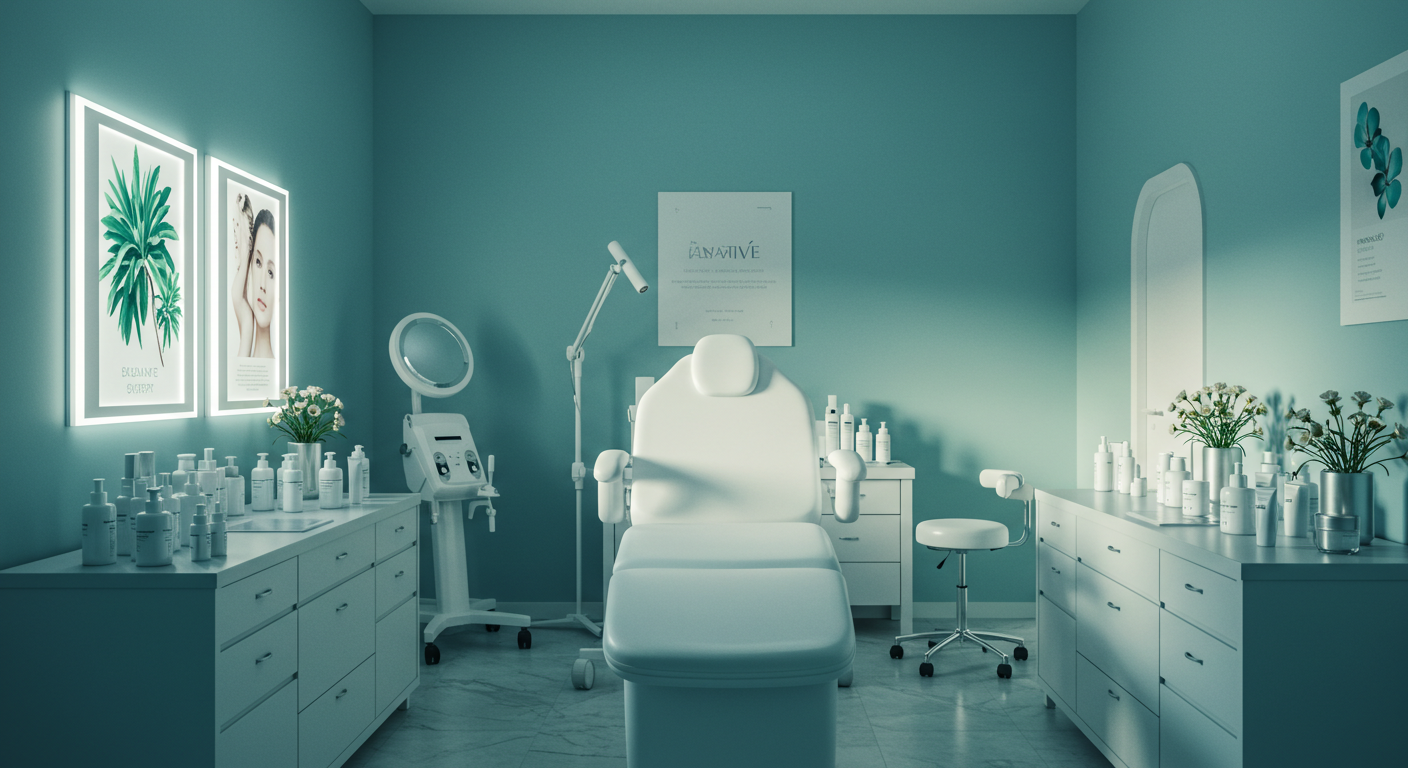 modern aesthetic clinic interior, clean and bright, no people