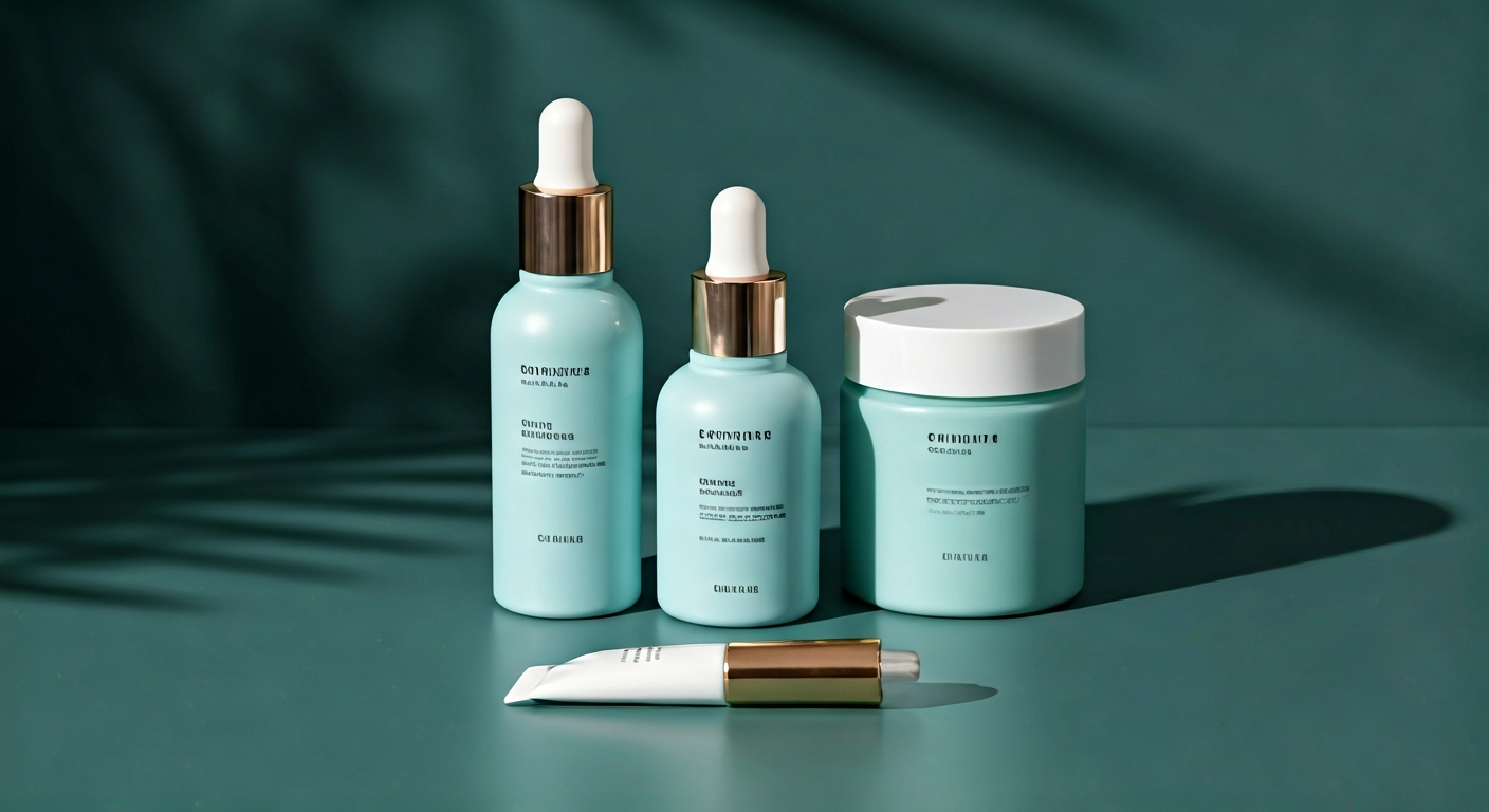 organized korean skincare routine steps, day and night products