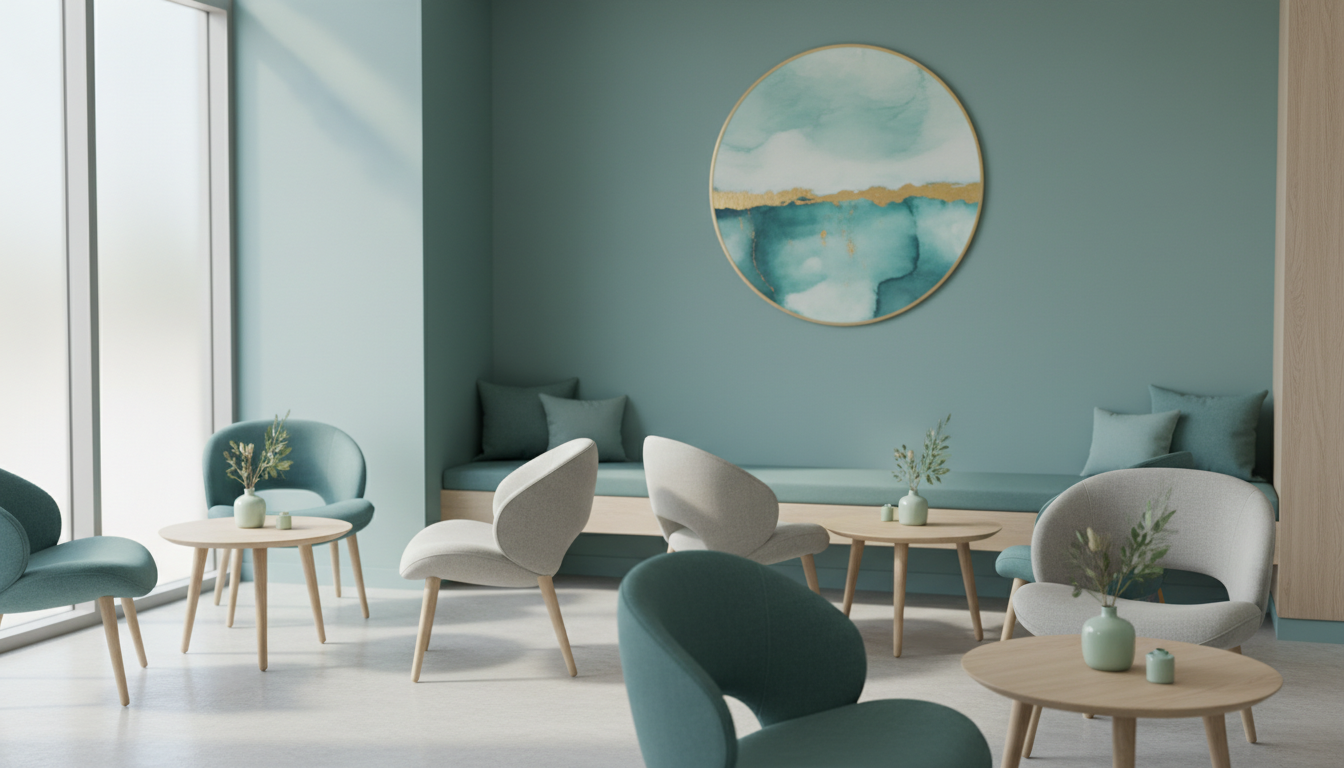 clean, minimalist clinic waiting area, no people