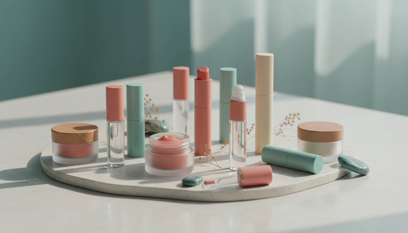 various korean lip tints and balms arranged aesthetically